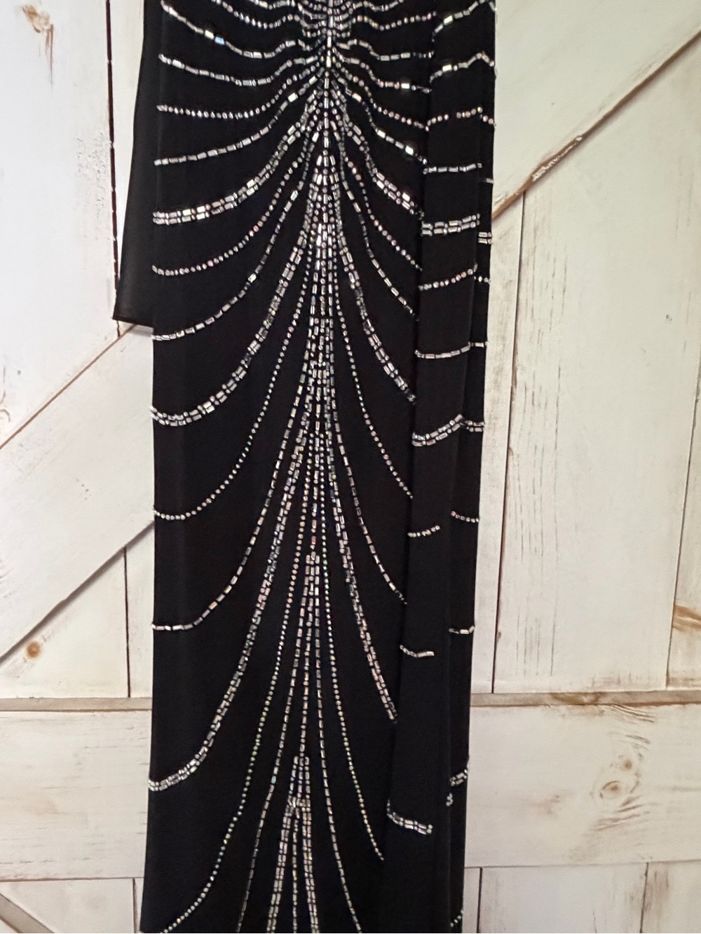 Windsor Black Maxi Gown with Silver Crystal Detailing - Picture 5 of 15